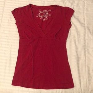 Red V neck top